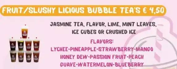 Javanti Sweetness  Slushy en fruitige bubble tea's Menu Prijzen