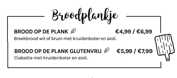 Brasserie Ome Jan Menu Prijzen Broodplankje