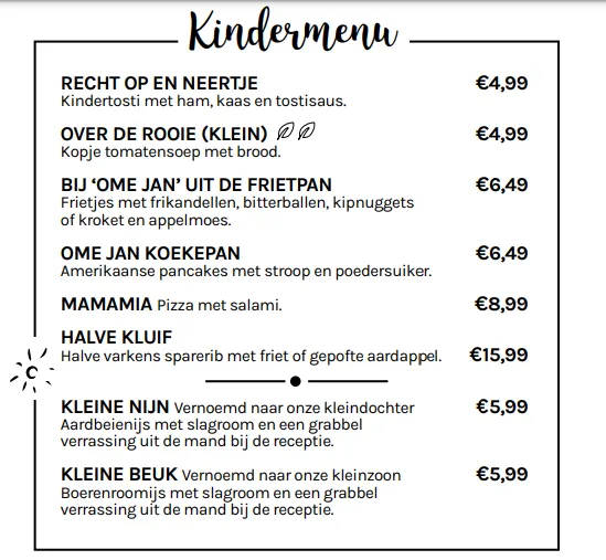 Brasserie Ome Jan Nederland Kindermenu Menu Met Prijzen