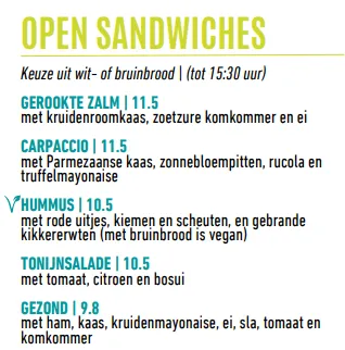  Kaap Hoorn Open Sandwiches Menu Met Prijzen