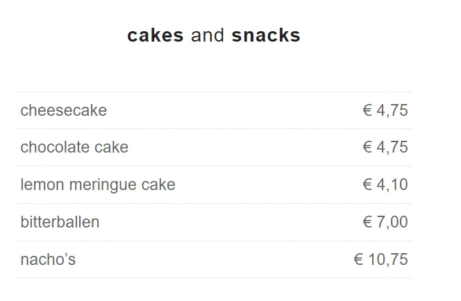  Coffeeshop Amsterdam Cakes Menu Met Prijzen