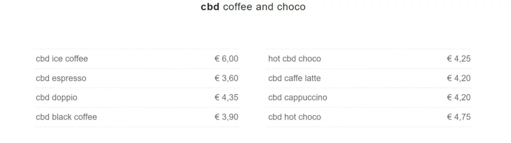Coffeeshop Amsterdam Coffee & Choco Menu Met Prijzen