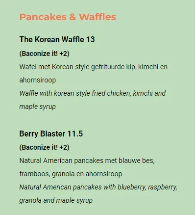  The Streetfood Club Pancakes & Waffles Menu Met Prijzen