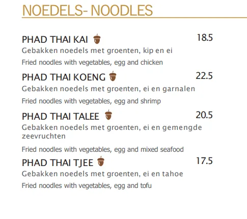 Krabi Thai Menu Prijzen Noedels