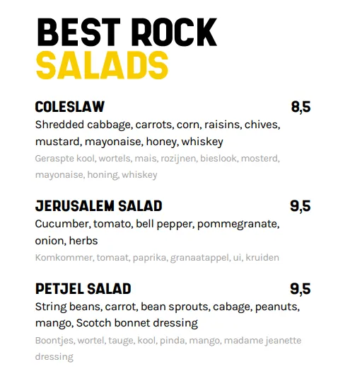 JaffaJaffa Nederland Best Rock Salads Menu Met Prijzen