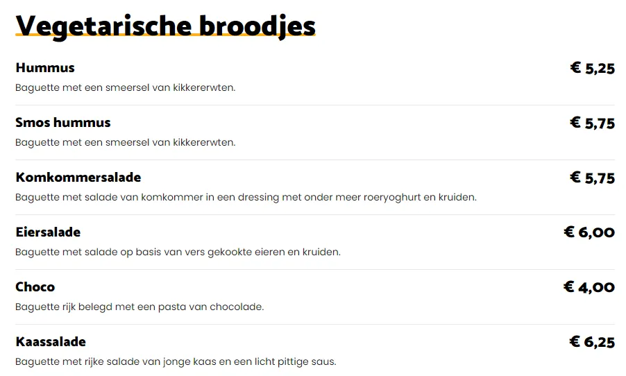 Smoske Nederland Vegetarische Broodjes Menu Met Prijzen